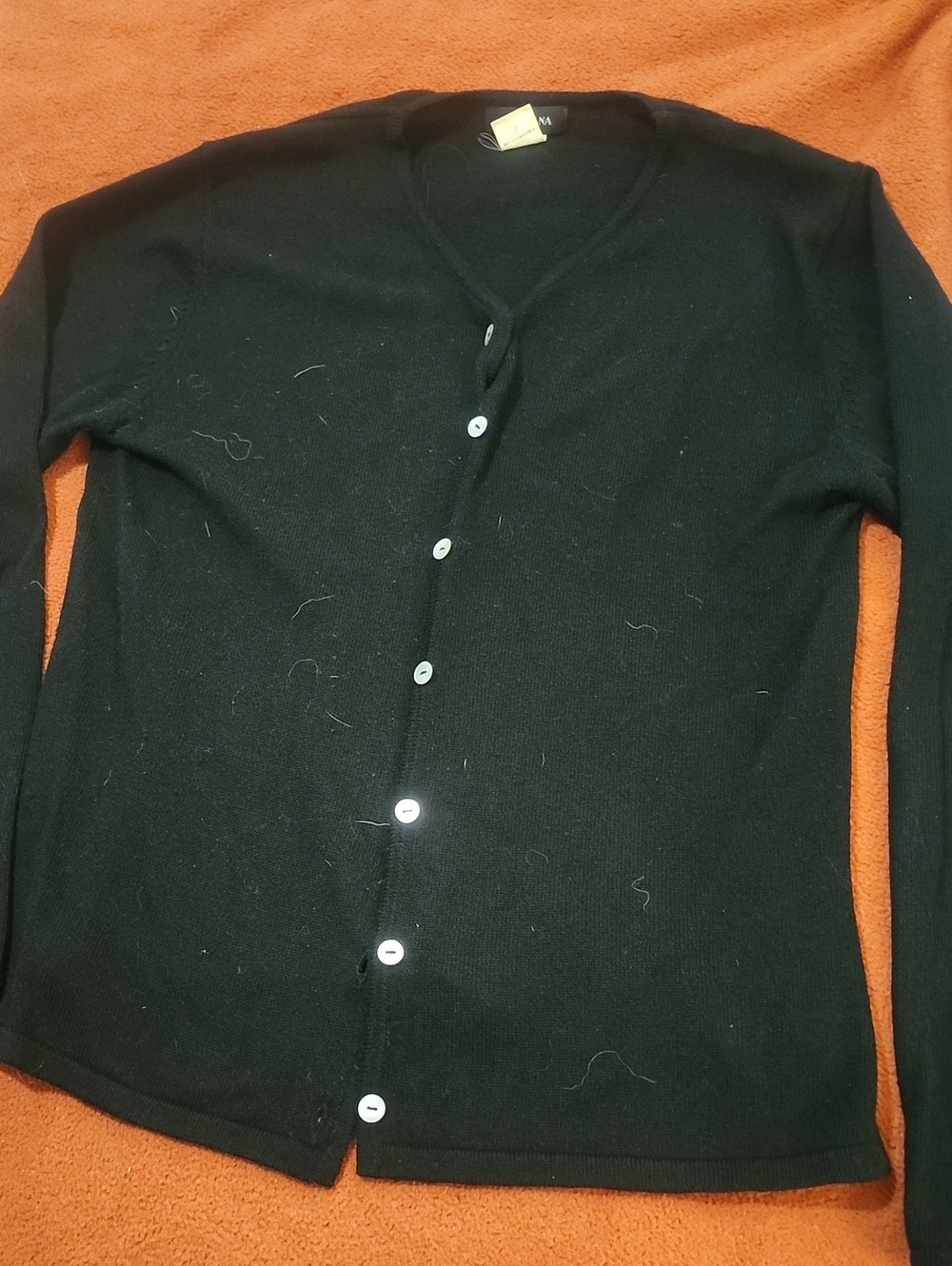 Classic Black V-Neck Womens Cashmere blend Button Cardigan